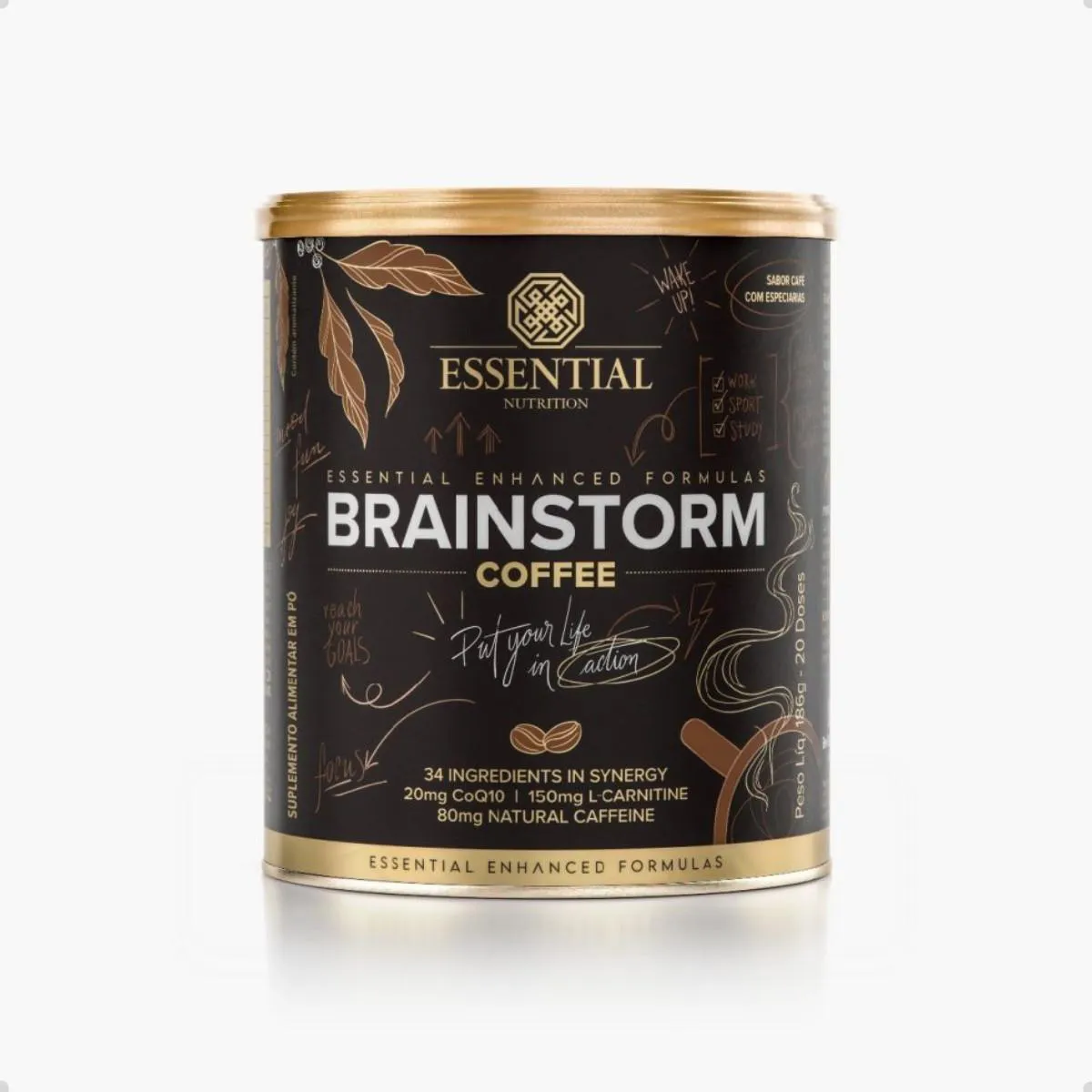 BRAINSTORM COFFEE ENERGIA 186G ESSENTIAL NUTRITION Natural