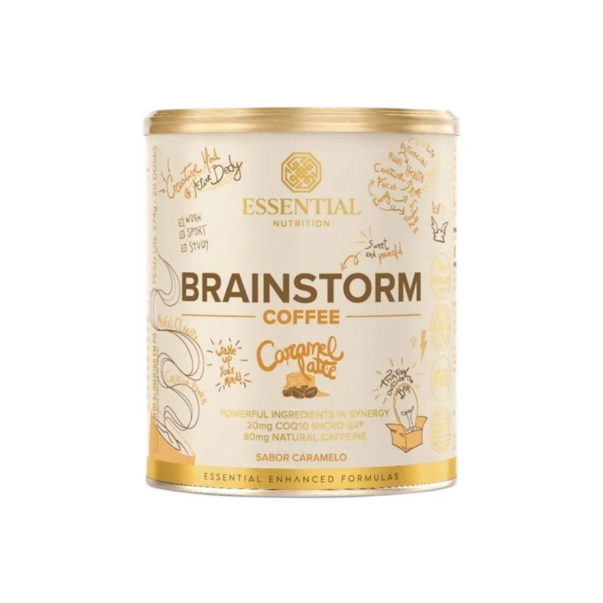 BRAINSTORM COFFEE ENERGIA 186G ESSENTIAL NUTRITION Caramelo