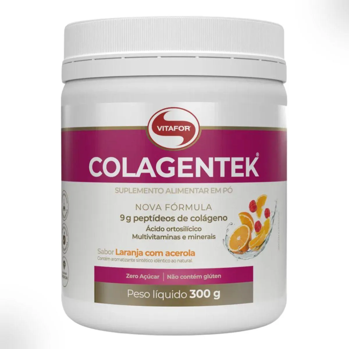 COLAGENTEK COLáGENO PELE CABELO E UNHA 300G VITAFOR Laranja COM Acerola