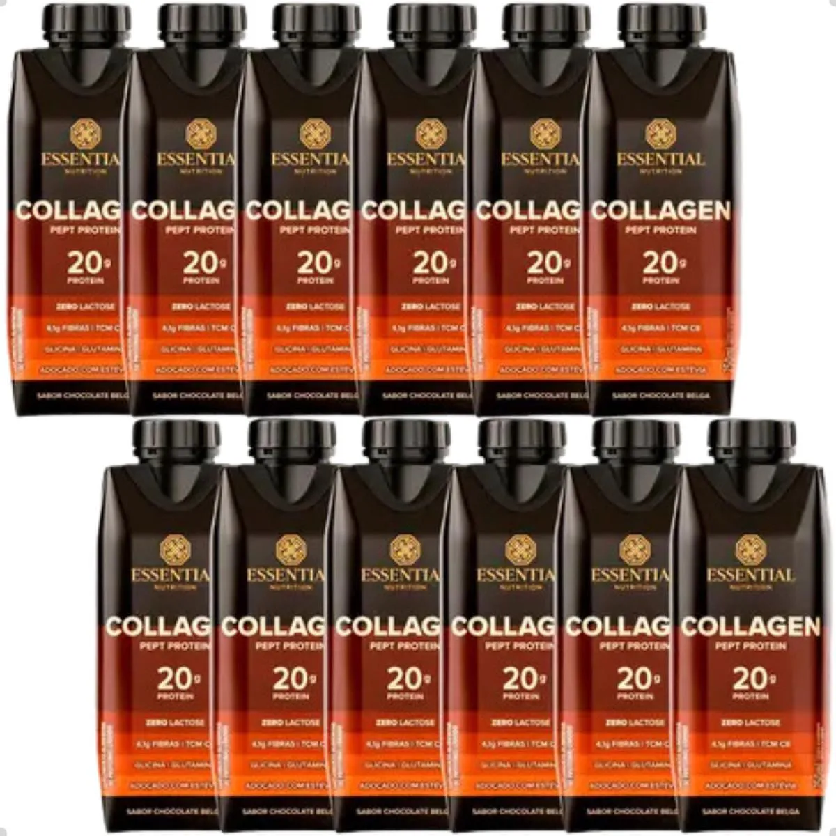 COLLAGEN PEPT PROTEIN SHAKE 250ML 12 UNIDADES ESSENTIAL Chocolate Belga