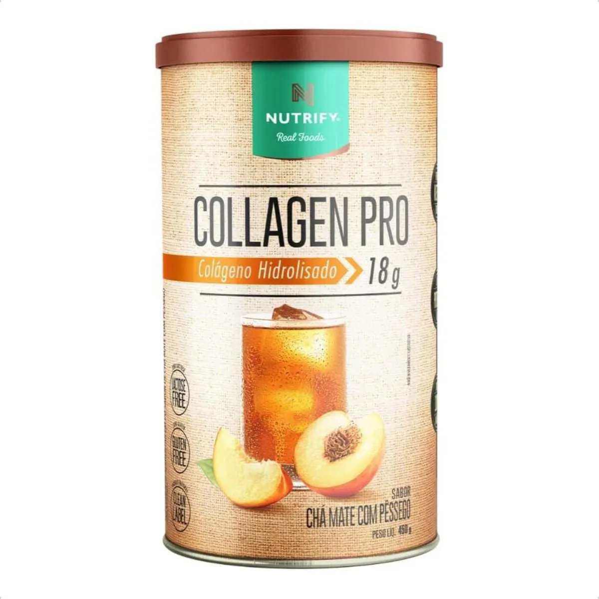 COLLAGEN PRO HIDROLISADO BODY BALANCE 450G NUTRIFY CHÁ Mate E Pêssego
