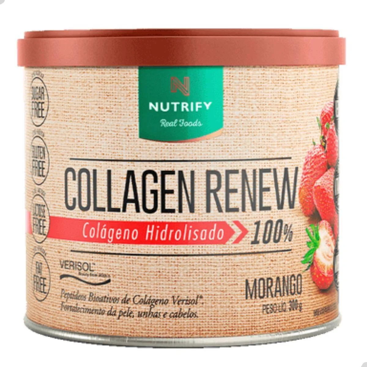 COLLAGEN RENEW 100% HIDROLISADO 300G NUTRIFY Morango