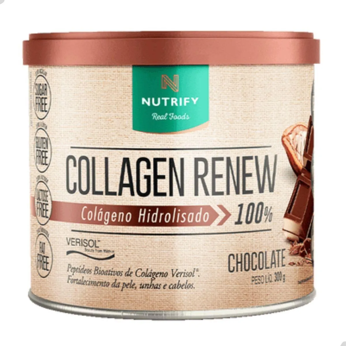 COLLAGEN RENEW 100% HIDROLISADO 300G NUTRIFY Chocolate