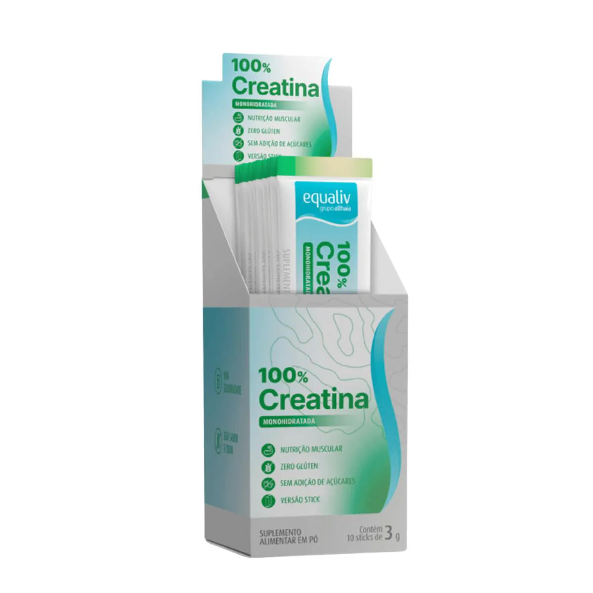 CREATINA 100% MONOHIDRATADA PURA 10 SACHE 3G EQUALIV Natural