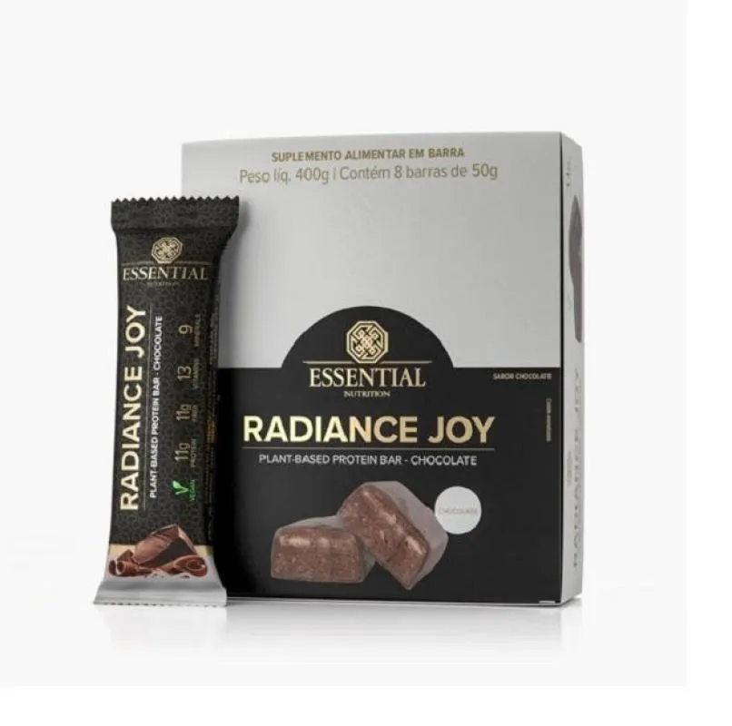 RADIANCE JOY VEGAN PROTEIN BAR DISPLAY (8 UNID. 50G) - SABOR: CHOCOLATE