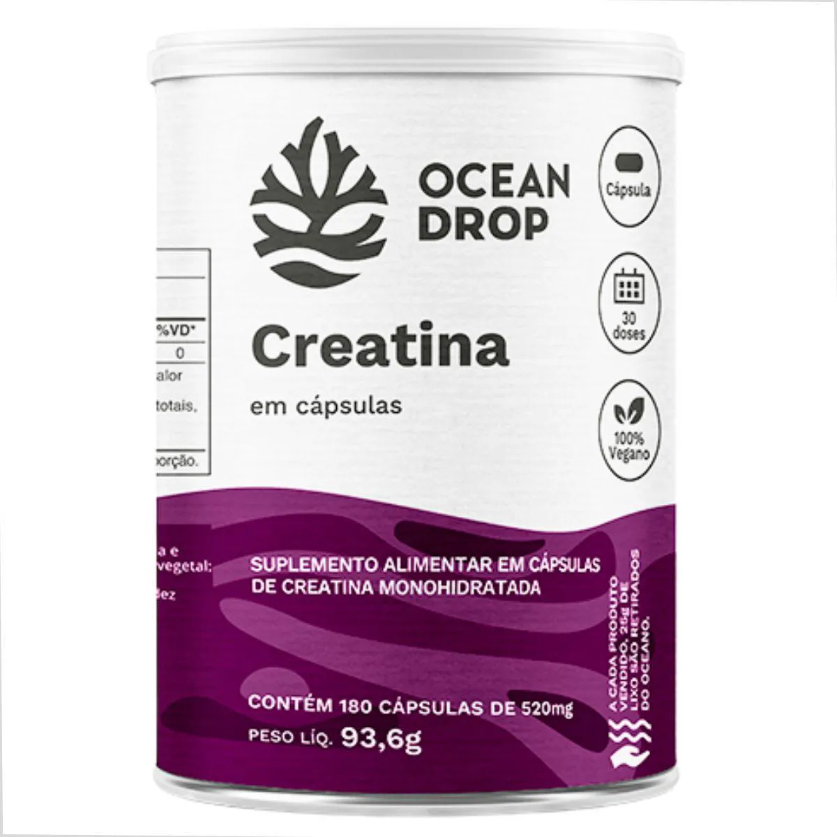 CREATINA 100% MONOHIDRATADA 180 CAPSULAS OCEAN DROP Natural