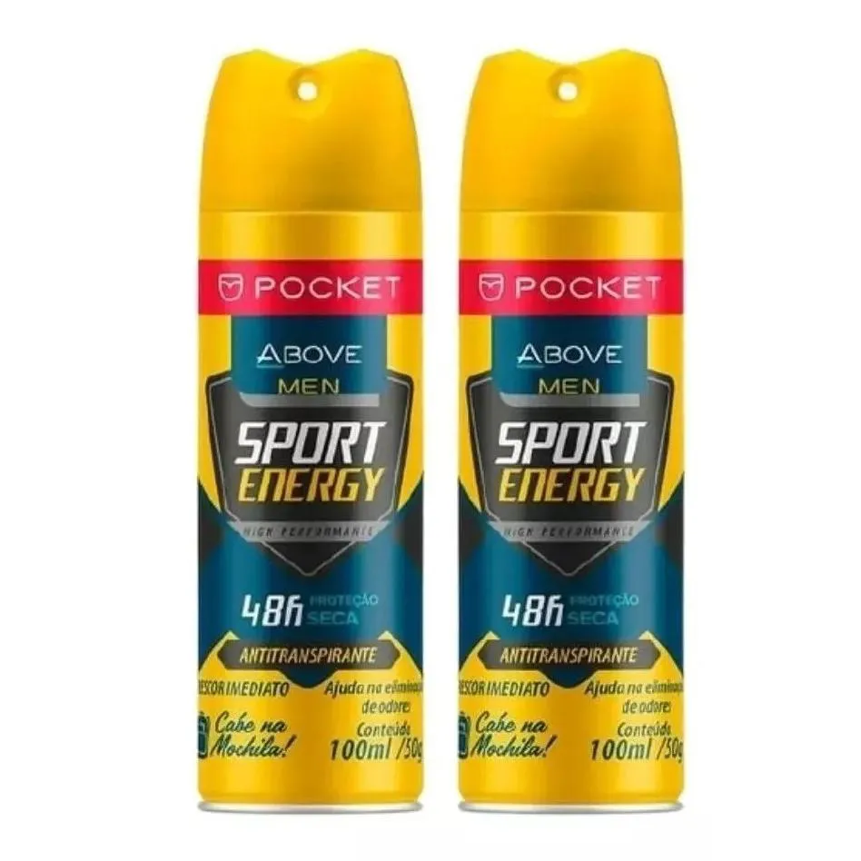 KIT C/2 UNIDADES DE DESODORANTE ANTIBACTERIANO AEROSOL ABOVE CLáSSICO 150ML ENERGY MEN