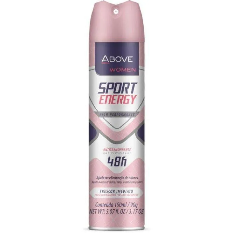 KIT C/2 UNIDADES DE DESODORANTE ANTIBACTERIANO AEROSOL ABOVE CLáSSICO 150ML ENERGY WOMEN