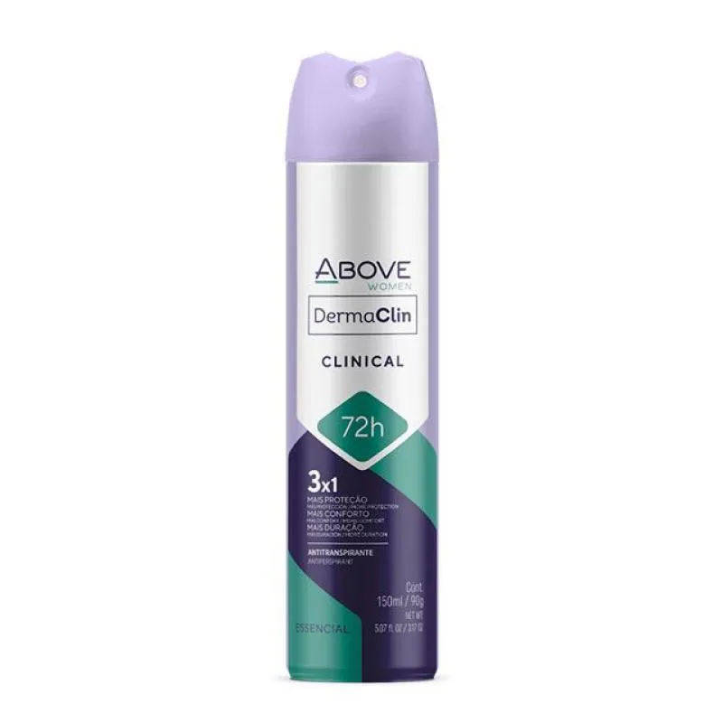 KIT C/2 UNIDADES DE DESODORANTE ANTIBACTERIANO AEROSOL ABOVE DERMACLIN 150ML 72H WOMEN