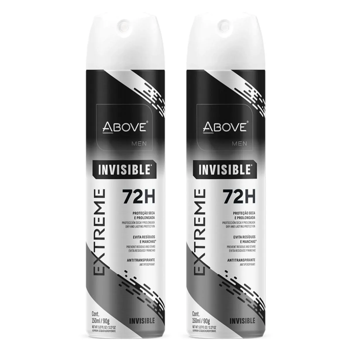 KIT C/2 UNIDADES DE DESODORANTE AEROSOL ABOVE 72H 200ML EXTREME INVISIBLE