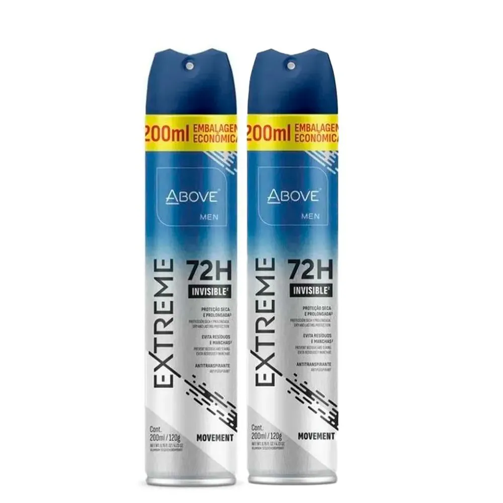 KIT C/2 UNIDADES DE DESODORANTE AEROSOL ABOVE 72H 200ML EXTREME MOVEMENT