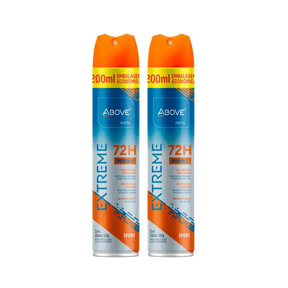 KIT C/2 UNIDADES DE DESODORANTE AEROSOL ABOVE 72H 200ML EXTREME SPORT