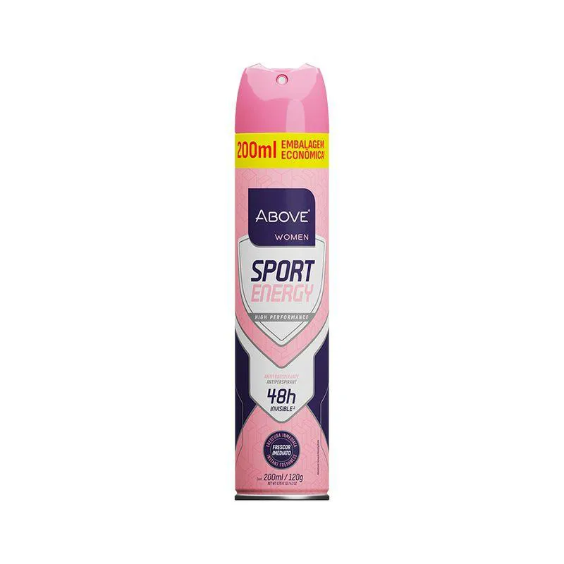 KIT C/2 UNIDADES DE DESODORANTE AEROSOL ABOVE 72H 200ML SPORT ENERGY WOMEN