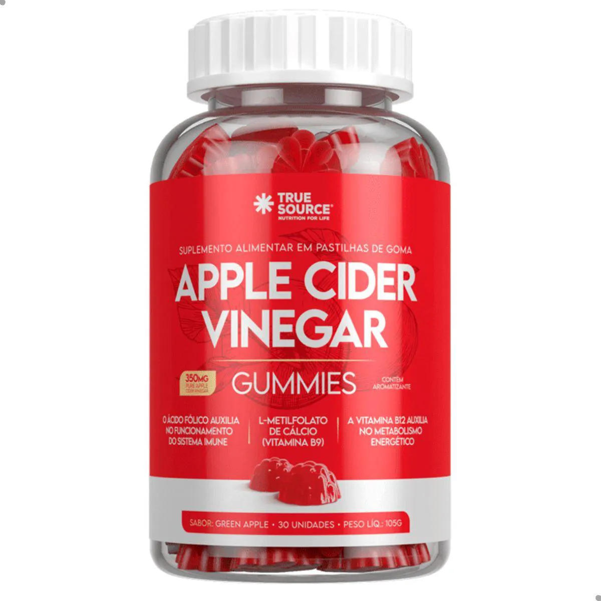 TRUE APPLE CIDER VINEGAR 30 GUMMIES TRUE SOURCE Maçã Verde