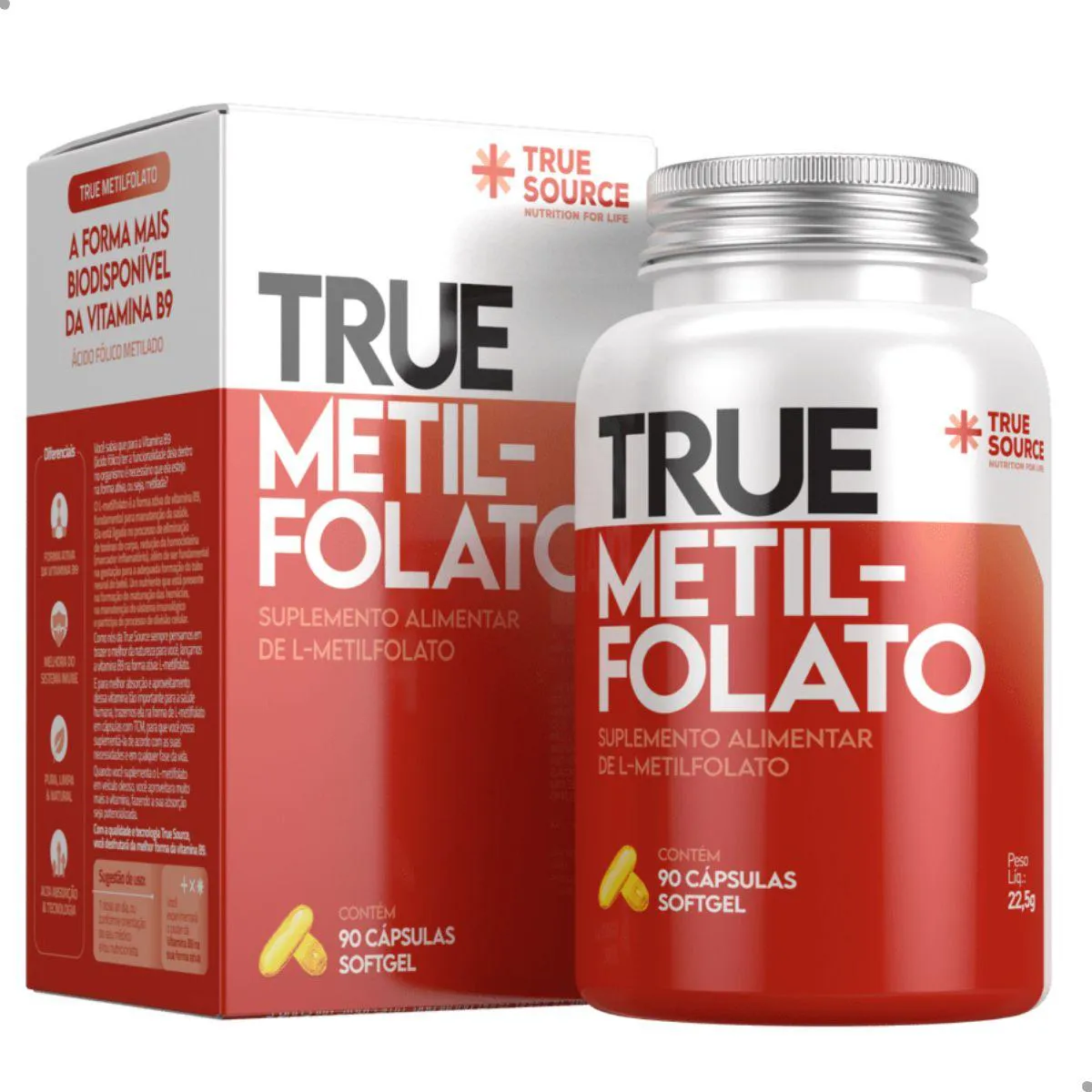 TRUE METILFOLATO 90 CáPSULAS SOFTGEL TRUE SOURCE Natural