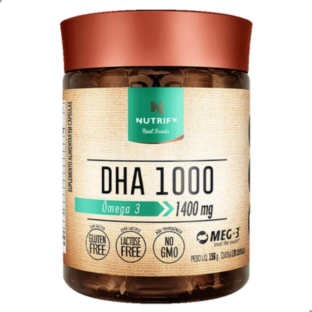 DHA 1000 ÔMEGA 3 1400MG 60 CAPSULAS NUTRIFY SEM Sabor