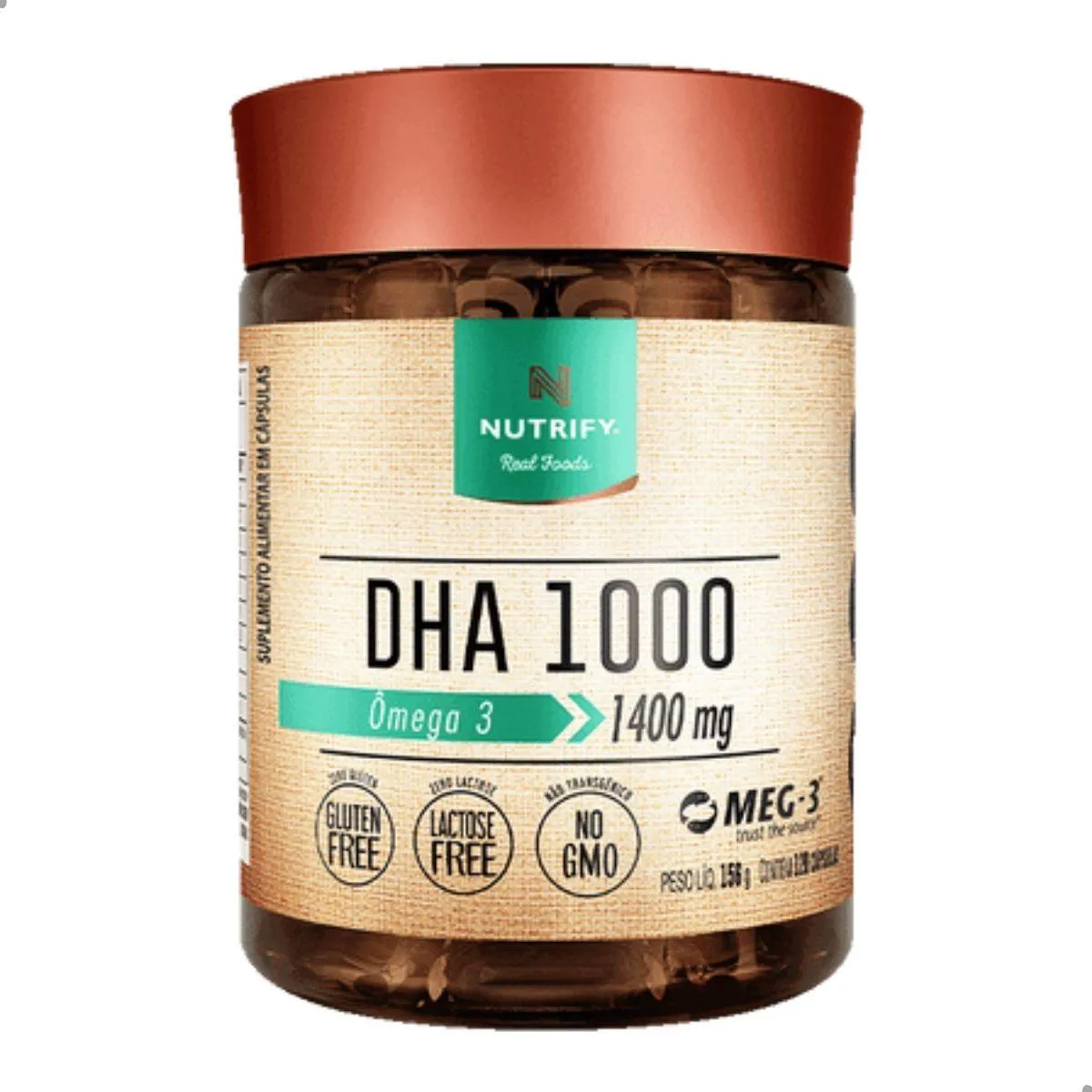 DHA 1000 ÔMEGA 3 1400MG 120 CAPSULAS NUTRIFY SEM Sabor