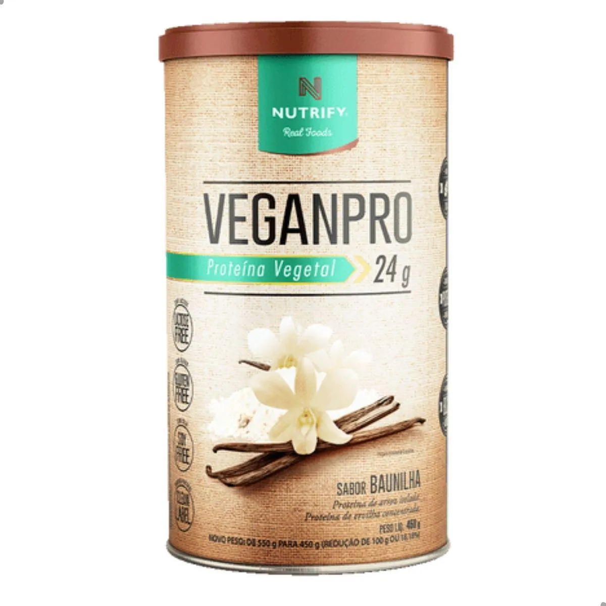VEGAN PRO PROTEINA VEGETAL ISOLADA 450G NUTRIFY Baunilha