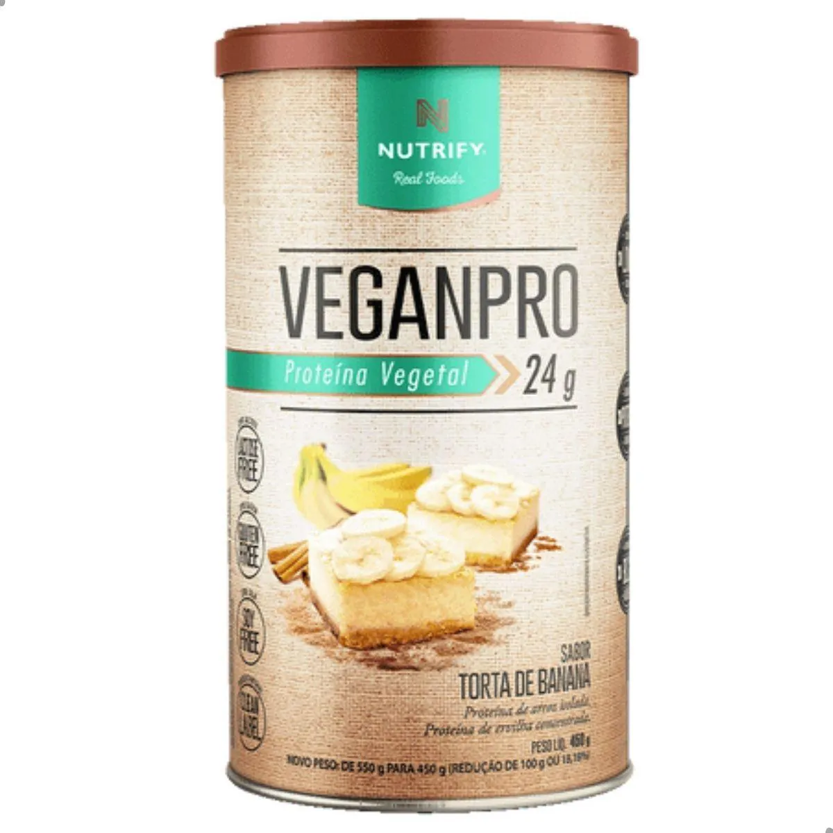 VEGAN PRO PROTEINA VEGETAL ISOLADA 450G NUTRIFY Torta DE Banana