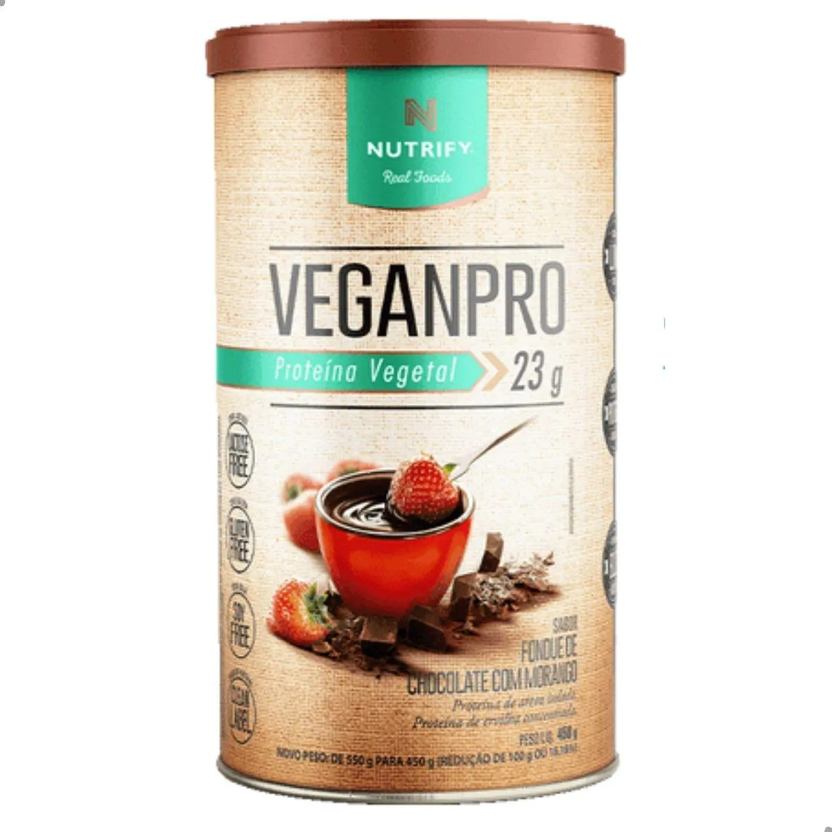 VEGAN PRO PROTEINA VEGETAL ISOLADA 450G NUTRIFY Chocolate C Morango