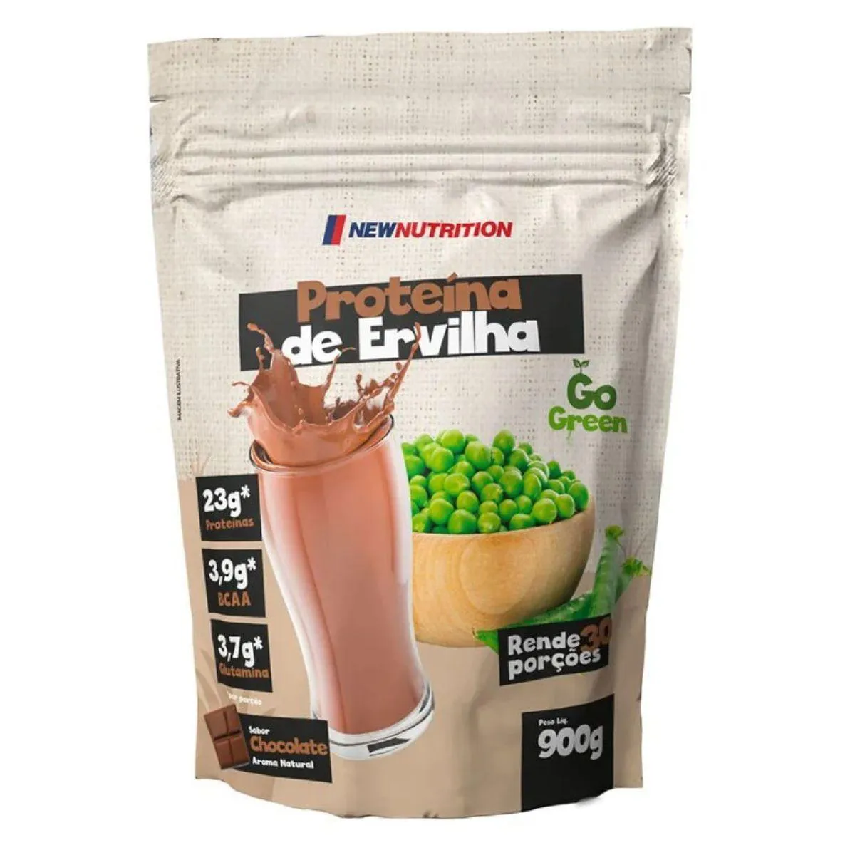 PROTEíNA DE ERVILHA VEGANA ALL NATURAL 900G NEW NUTRITION Chocolate