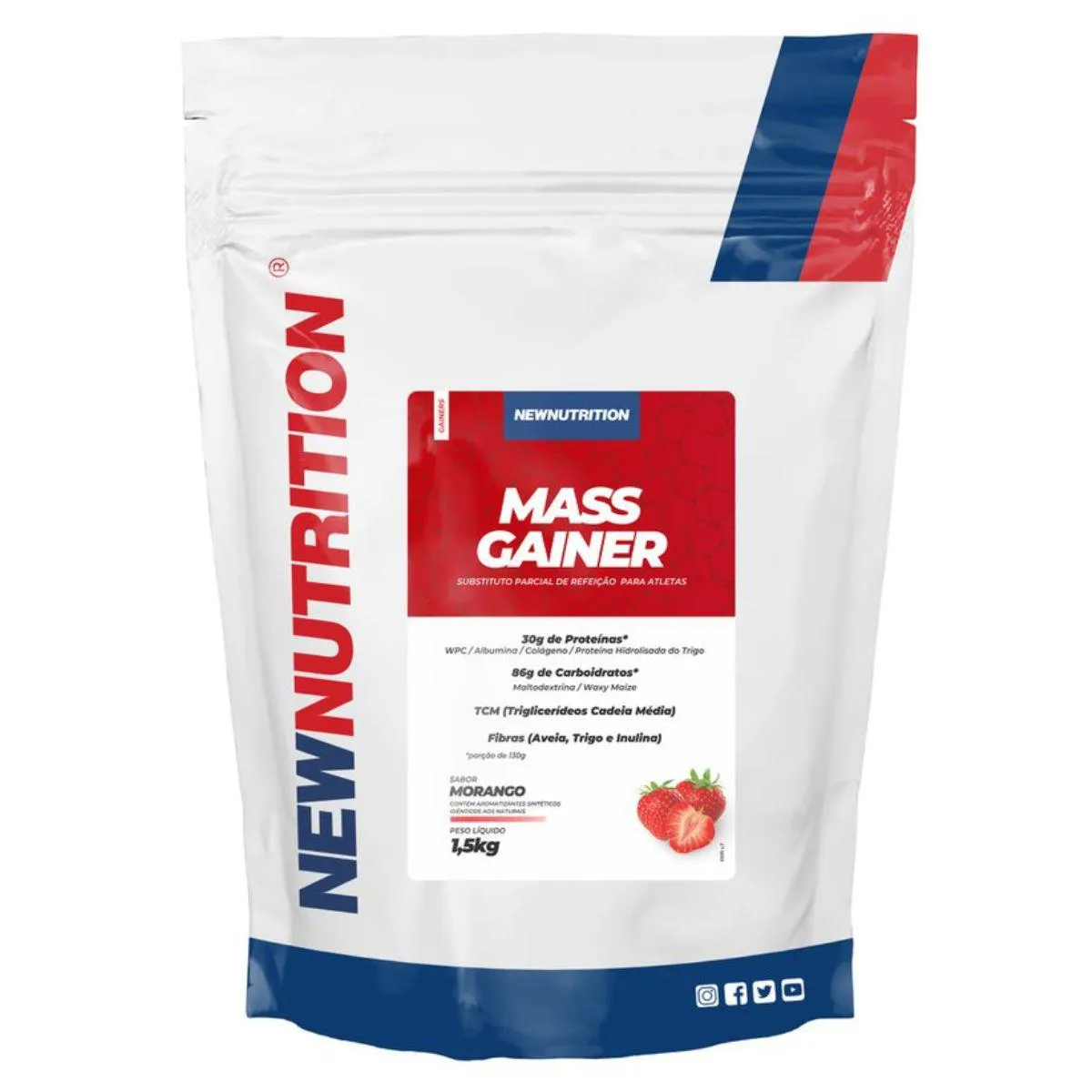 MASS GAINER 1500G NEW NUTRITION Morango