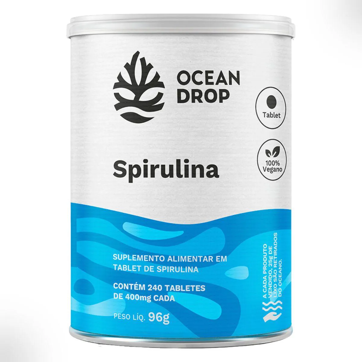 SPIRULINA 400MG 240 TABLETES OCEAN DROP Natural