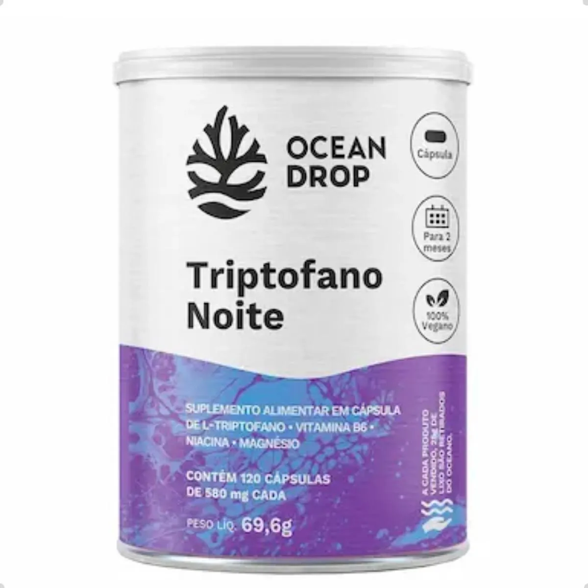 TRIPTO NOITE TRYPTOPHAN 580MG 120 CAPSULAS OCEAN DROP Natural