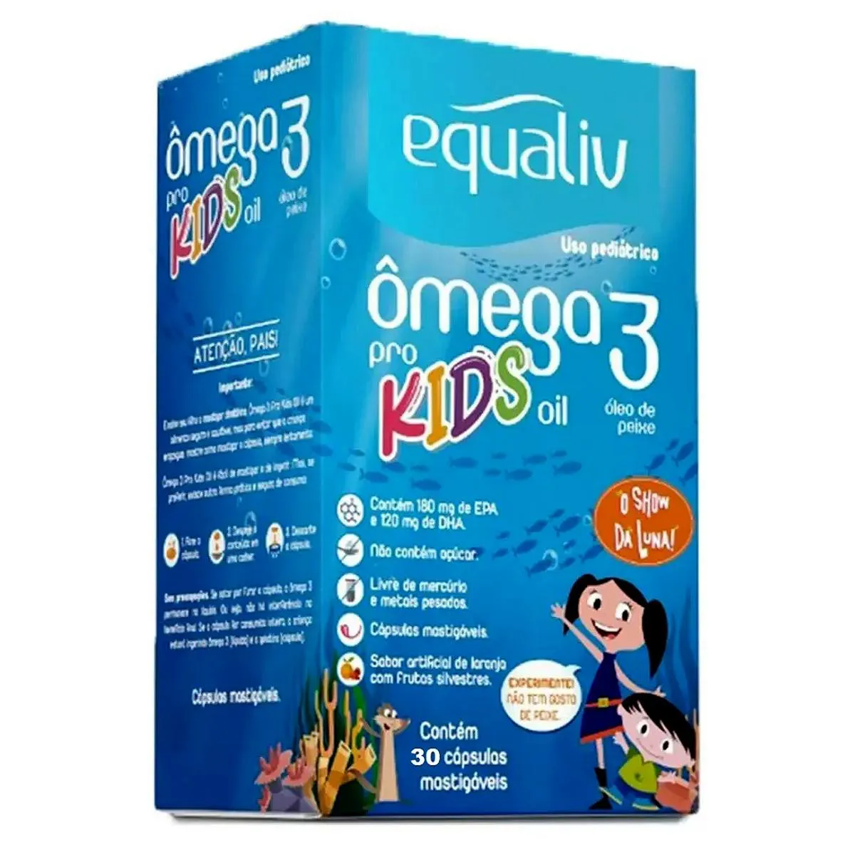 ÔMEGA 3 INFANTIL KIDS LIVRE METAIS PESADOS 30 CáPS EQUALIV Laranja COM Frutas Silvestres