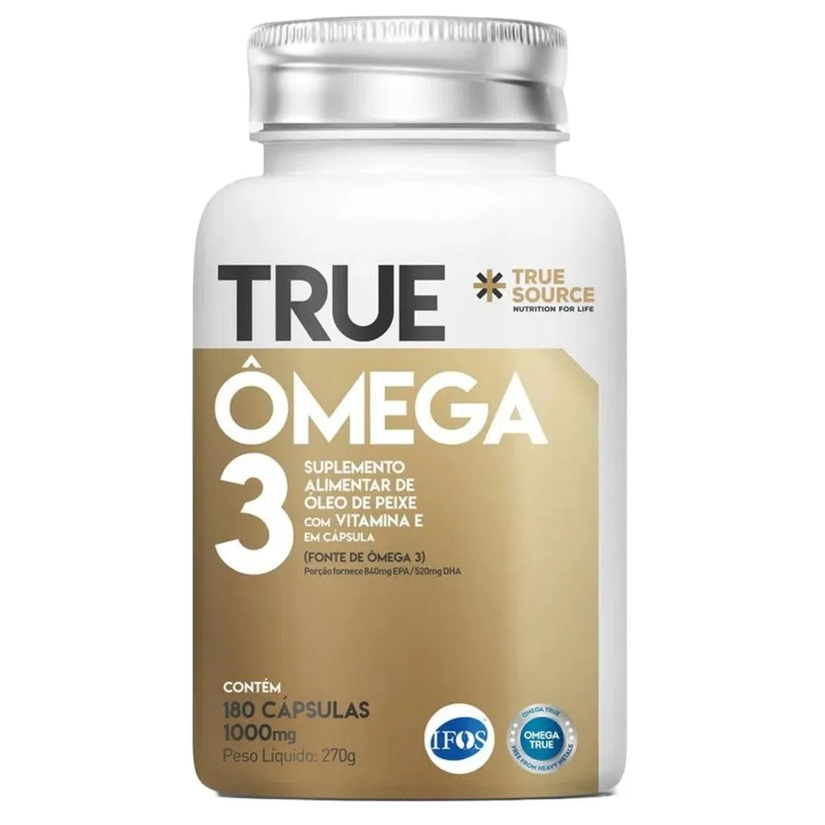 ÔMEGA 3 LIVRE DE METAIS PESADOS 1000MG 180 CáPS TRUE SOURCE Natural
