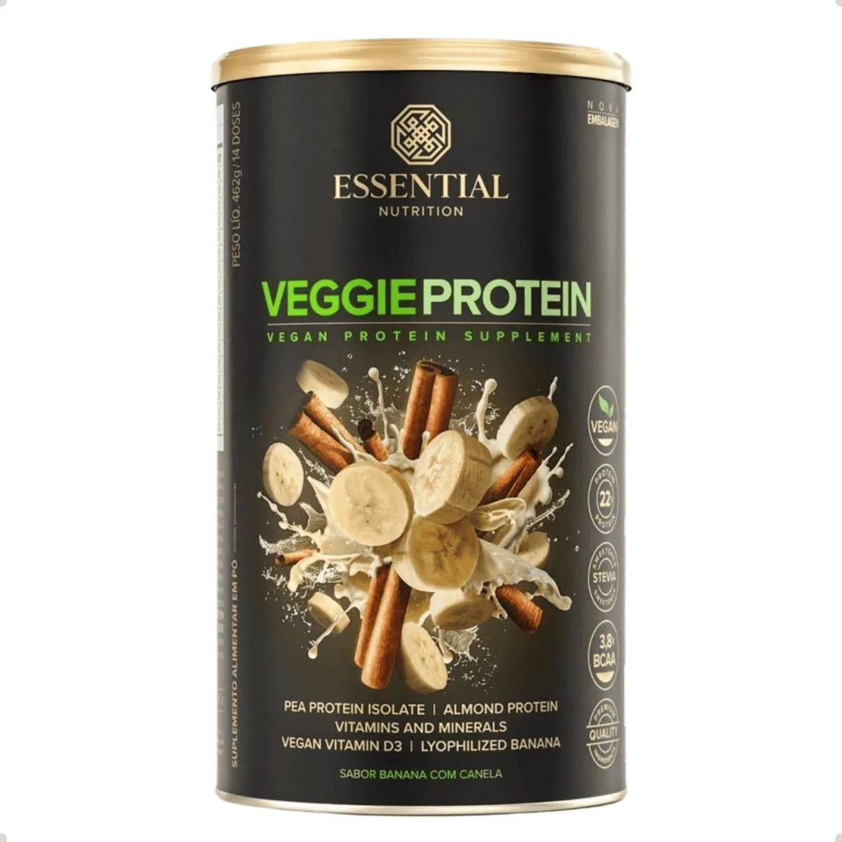 VEGAN PROTEIN VEGGIE ESSENTIAL NUTRITION Banana COM Canela 462g