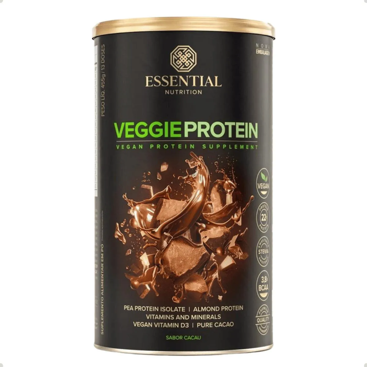 VEGAN PROTEIN VEGGIE ESSENTIAL NUTRITION Cacau 455g