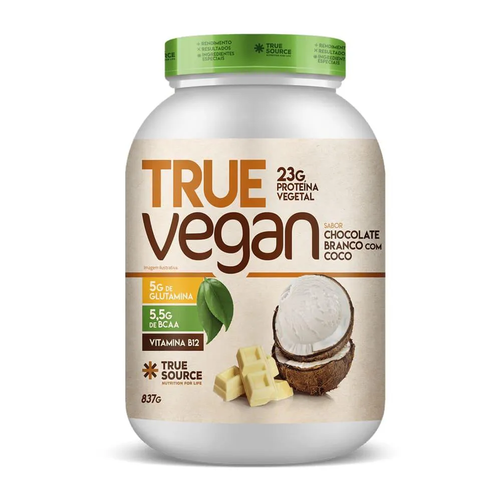 TRUE VEGAN PROTEINA VEGETAL 837G VEGANA TRUE SOURCE Chocolate Branco COM Coco