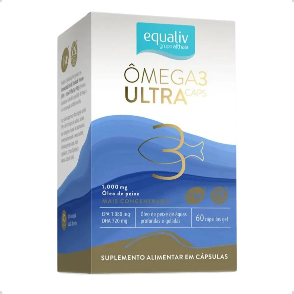 ÔMEGA 3 ULTRA 1000MG COM VITAMINA E 60 CáPSULAS EQUALIV Natural