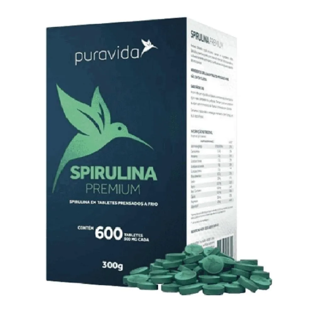 SPIRULINA PREMIUM 500MG (600 TABLETES) - PURA VIDA Natural