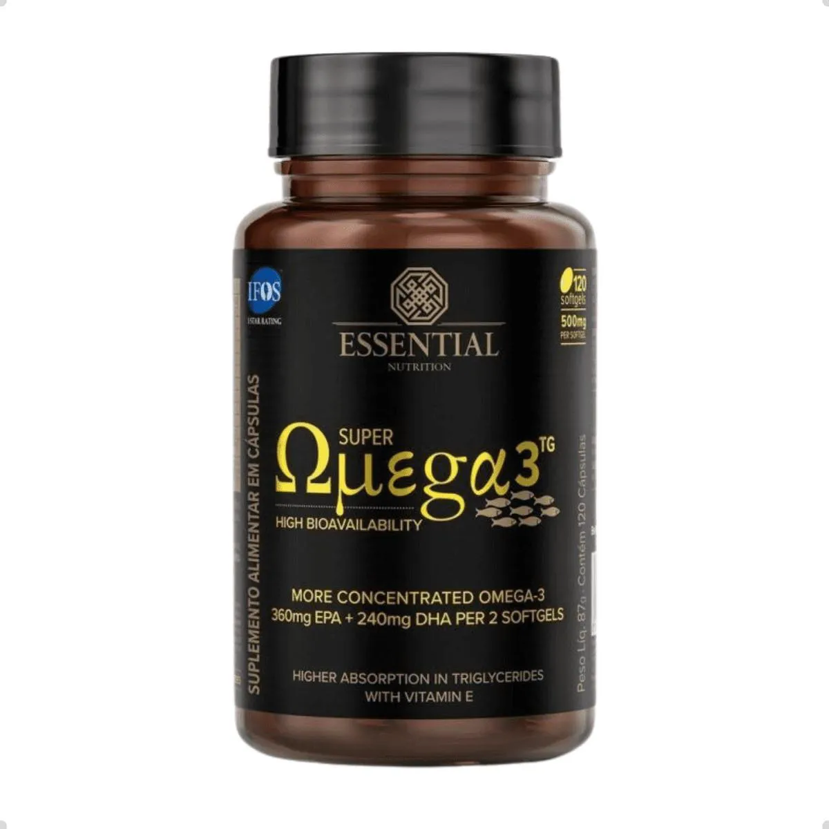 SUPER ÔMEGA 3 TG 500MG 120 CáPULAS ESSENTIAL NUTRITION Natural