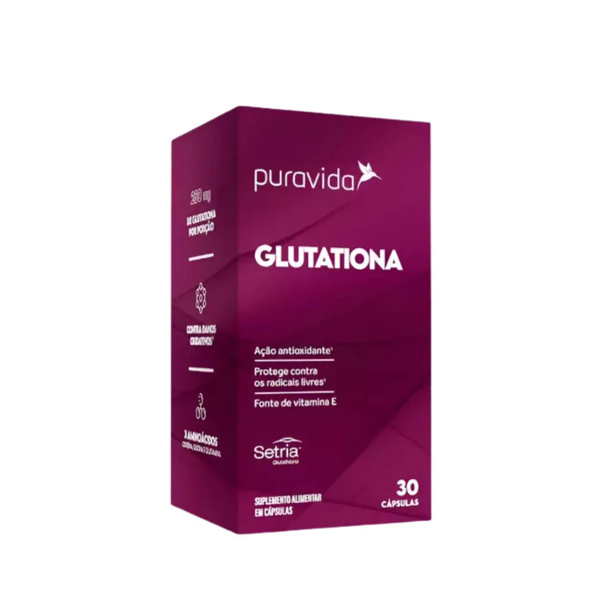 GLUTATIONA 250MG ANTIOXIDANTE 30 CAPSULAS PURA VIDA Natural