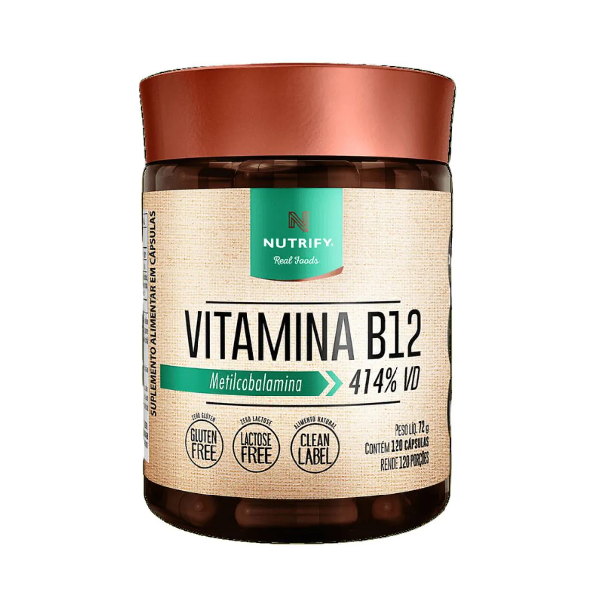 VITAMINA B12 METILCOBALAMINA 414% VD 120 CAPSULAS NUTRIFY SEM Sabor