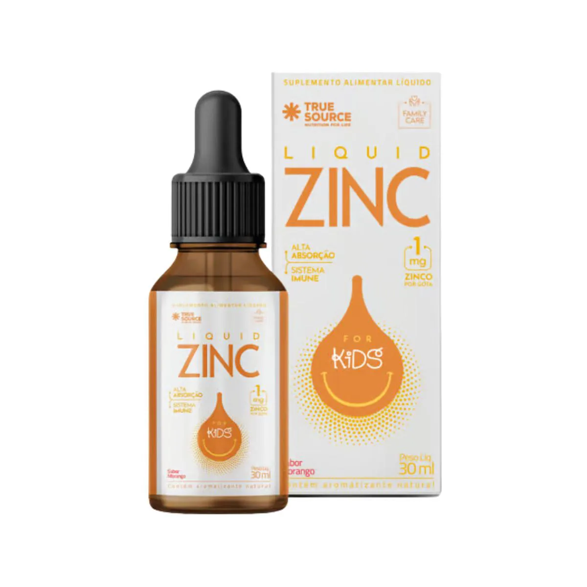 FAMILY CARE ZINC LIQUID FOR KIDS 30ML GOTAS TRUE SOURCE Morango
