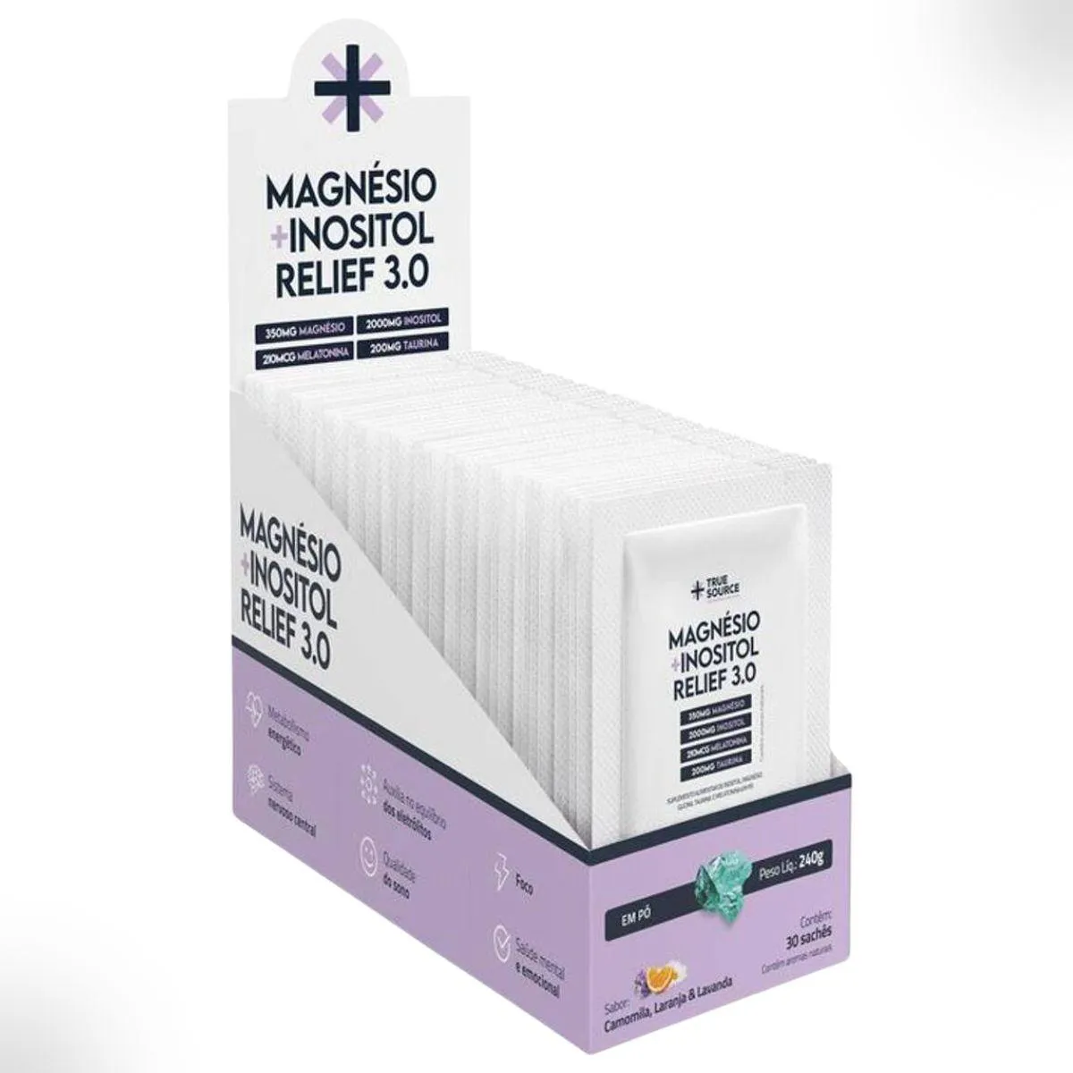 MAGNéSIO + INOSITOL RELIEF 3.0 7G CAIXA 30 SACHE TRUE SOURCE Camomila Laranja E Lavanda