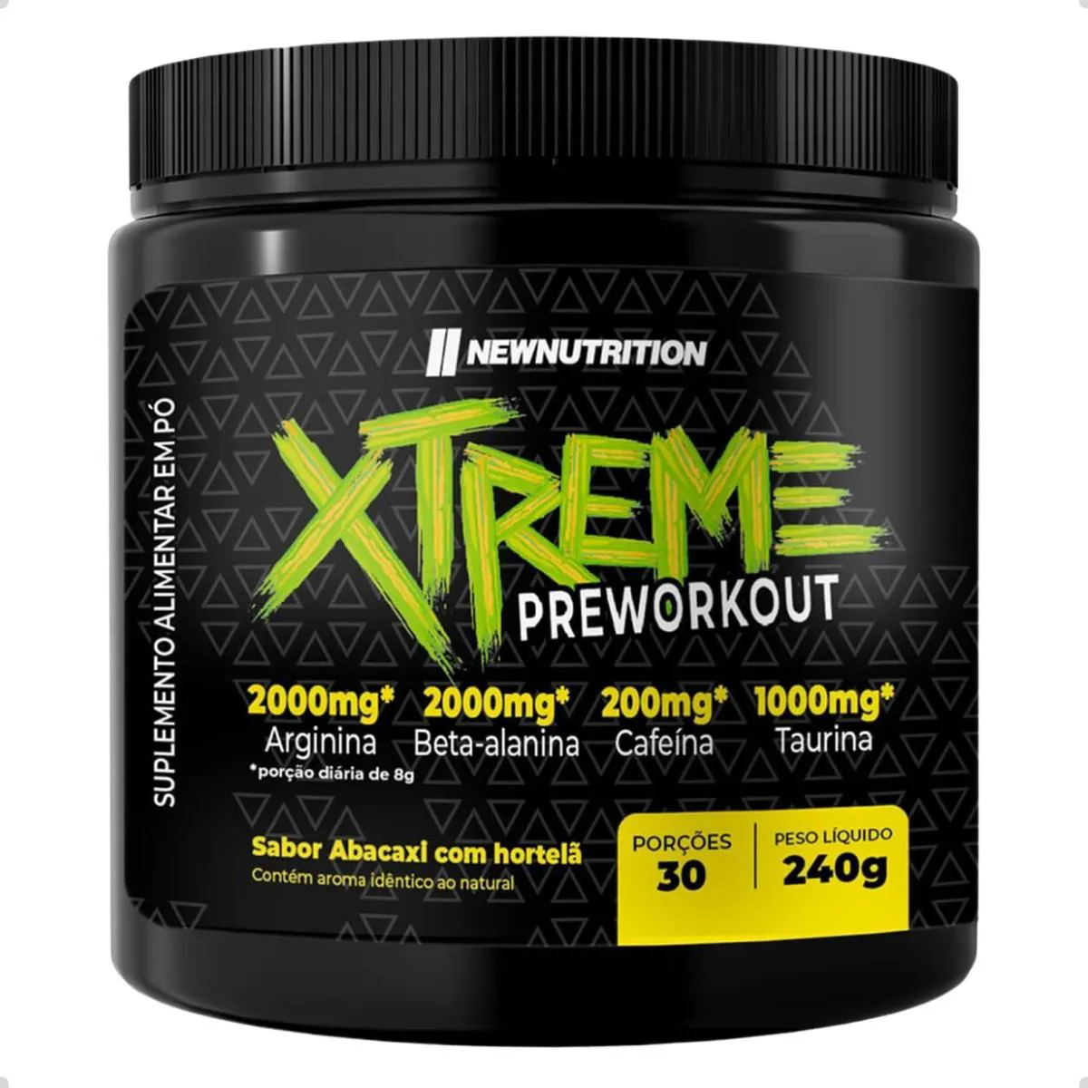 PRE WORKOUT XTREME 200MG CAFEíNA 240G NEW NUTRITION Abacaxi COM Hortelã