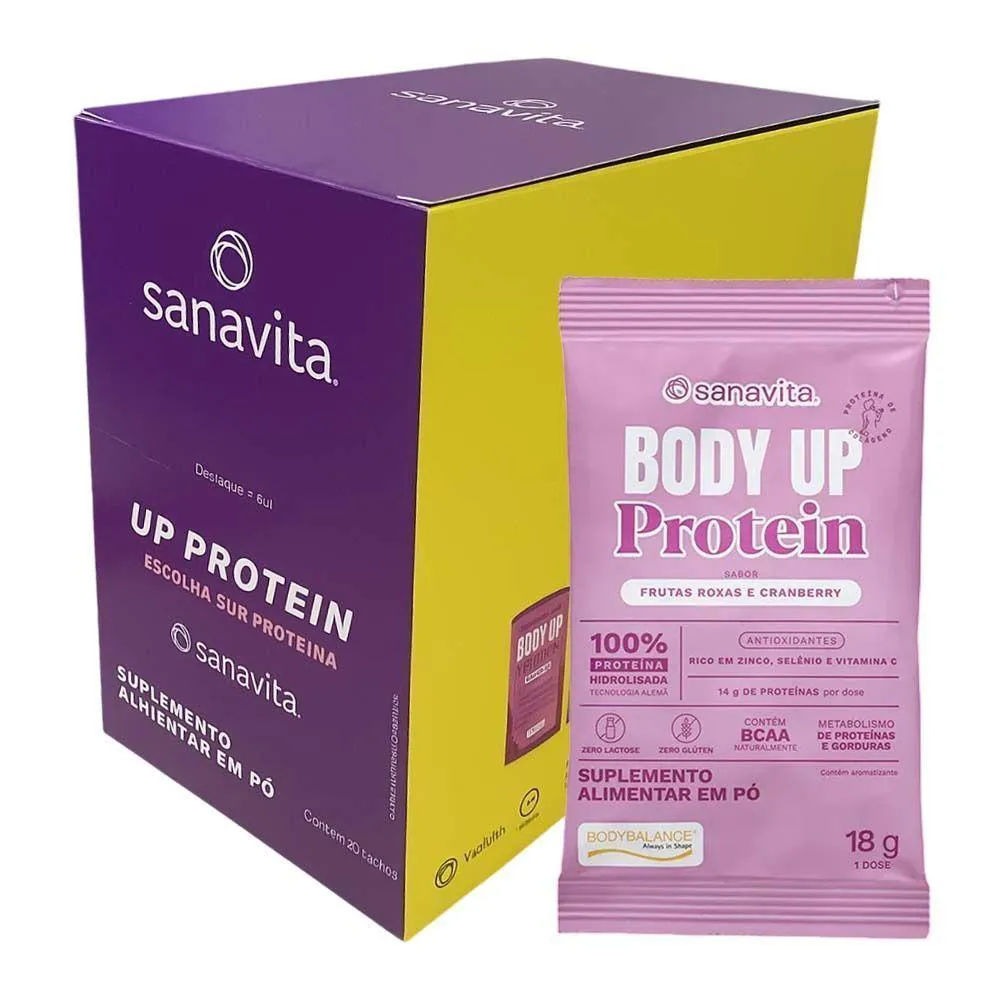 BODY UP PROTEIN FRUTAS ROXAS E CRANBERRY SANAVITA 20 SACHêS