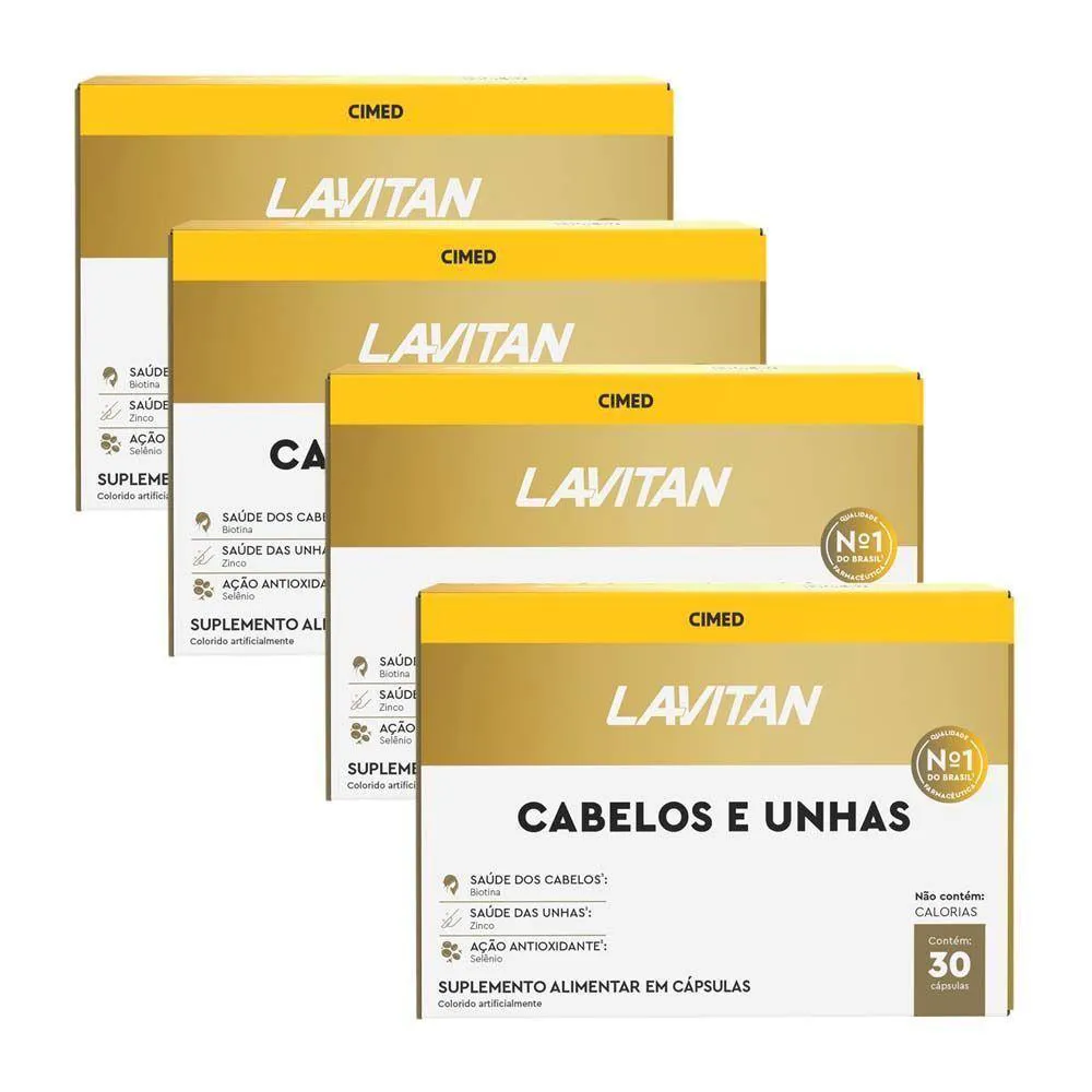 KIT 4 LAVITAN CABELOS E UNHAS 60 CáPSULAS