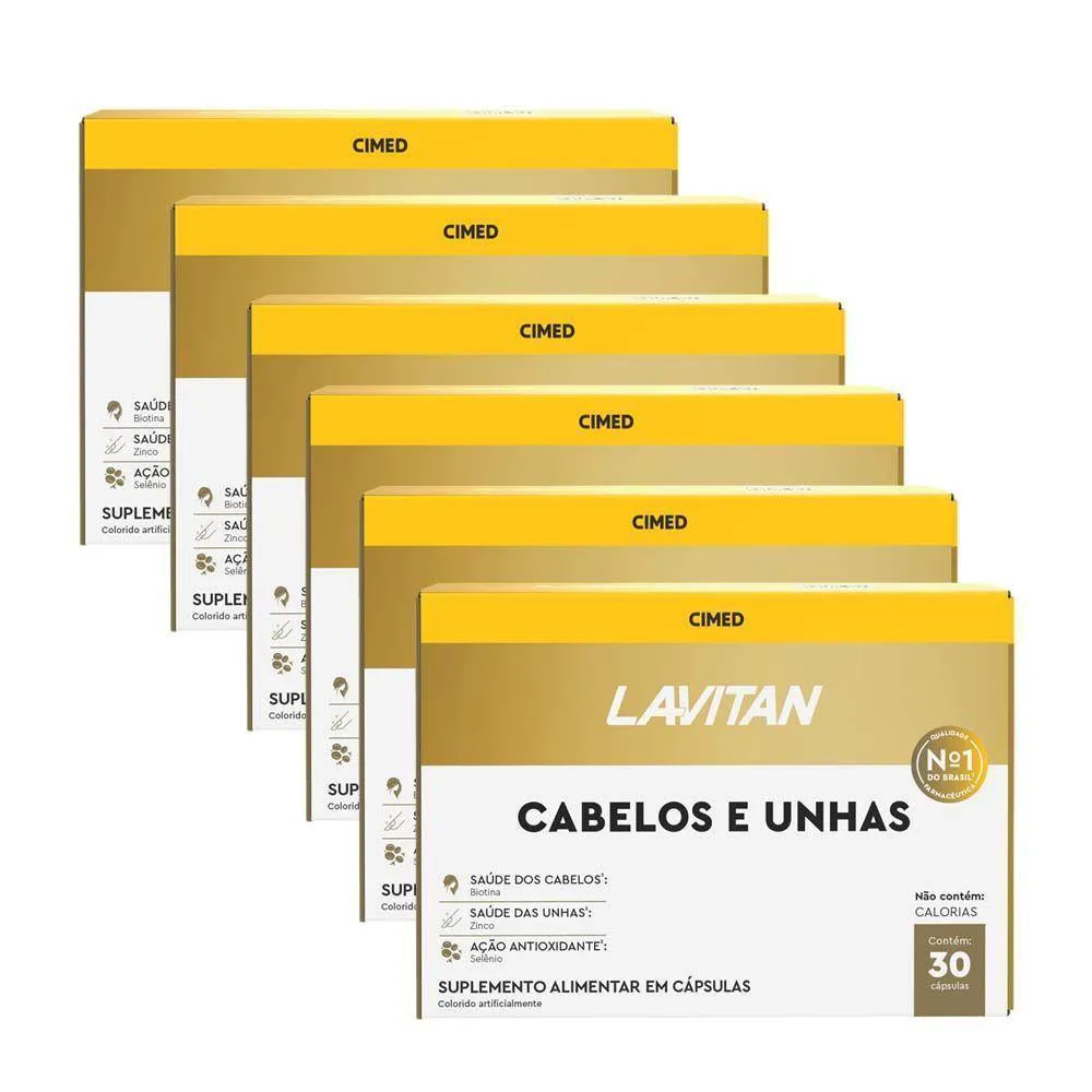 KIT 6 LAVITAN CABELOS E UNHAS 60 CáPSULAS