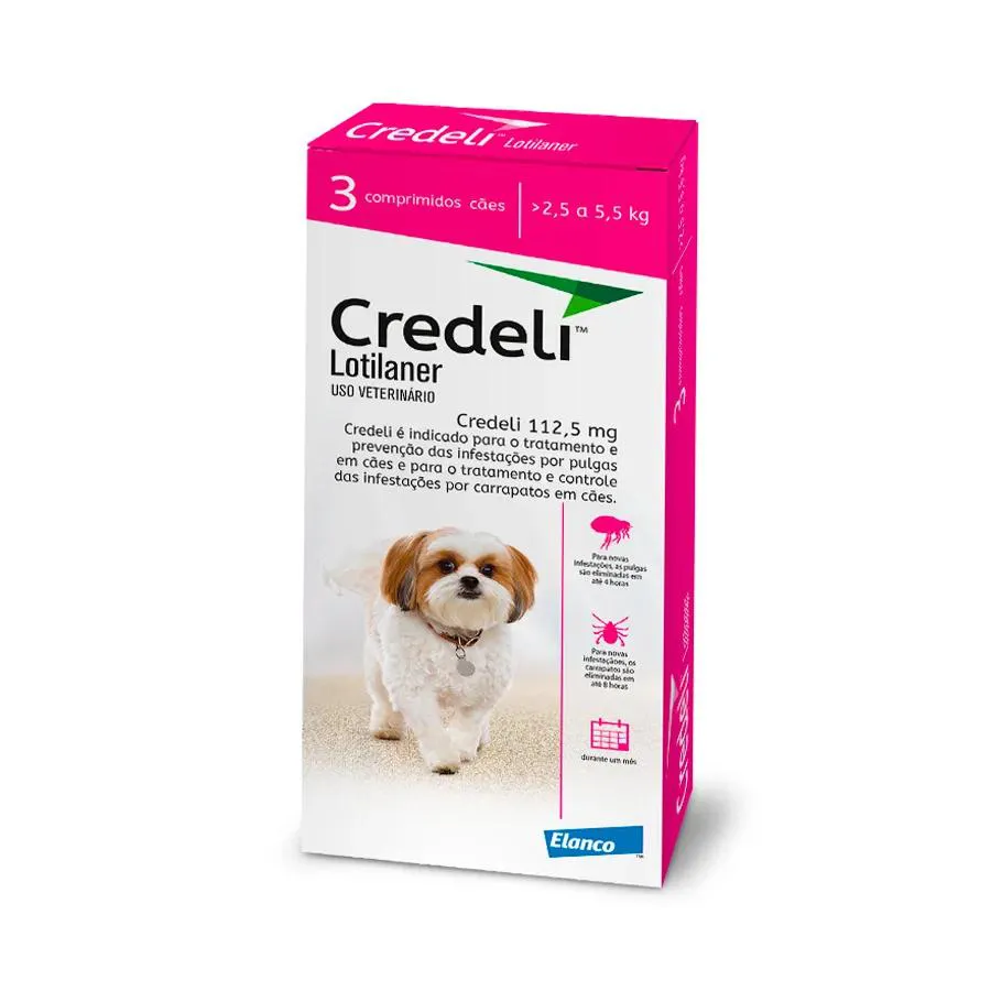 CREDELI 112,5 MG - 3 COMP - CãES - 2,5KG A 5,5KG