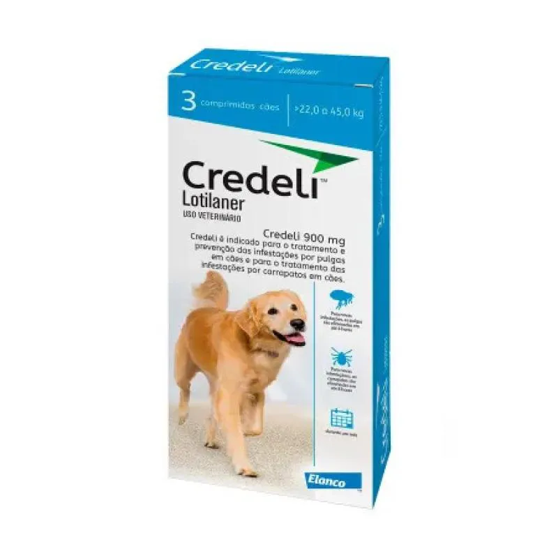 CREDELI 900MG - 3 COMP -CãES -  22 A 45KG