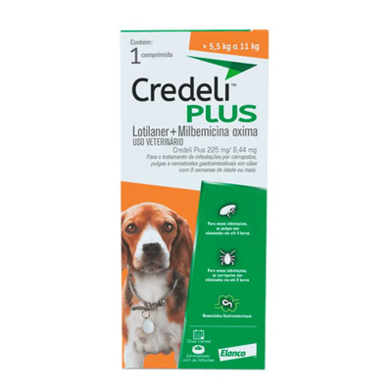 CREDELI PLUS 225MG/ 8,44MG - 1 COMP - CãES 5,5KG A 11KG