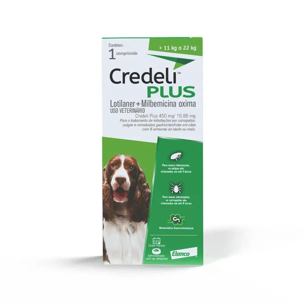 CREDELI PLUS 450MG/16,88MG - 1 COMP - CãES 11KG A 22KG
