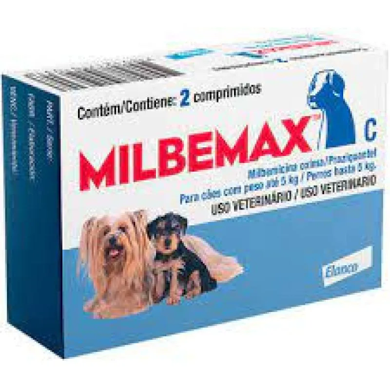 MILBEMAX C PARA CãES ATé 5KG CX COM 2 COMPRIMIDOS