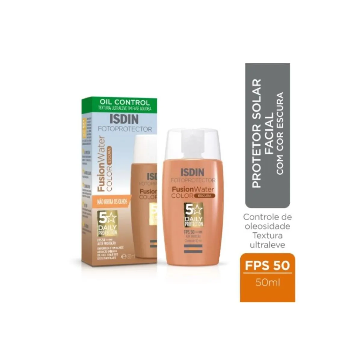 ISDIN FUSION WATER 5 STARS COLOR ESCURO FPS 50 50ML